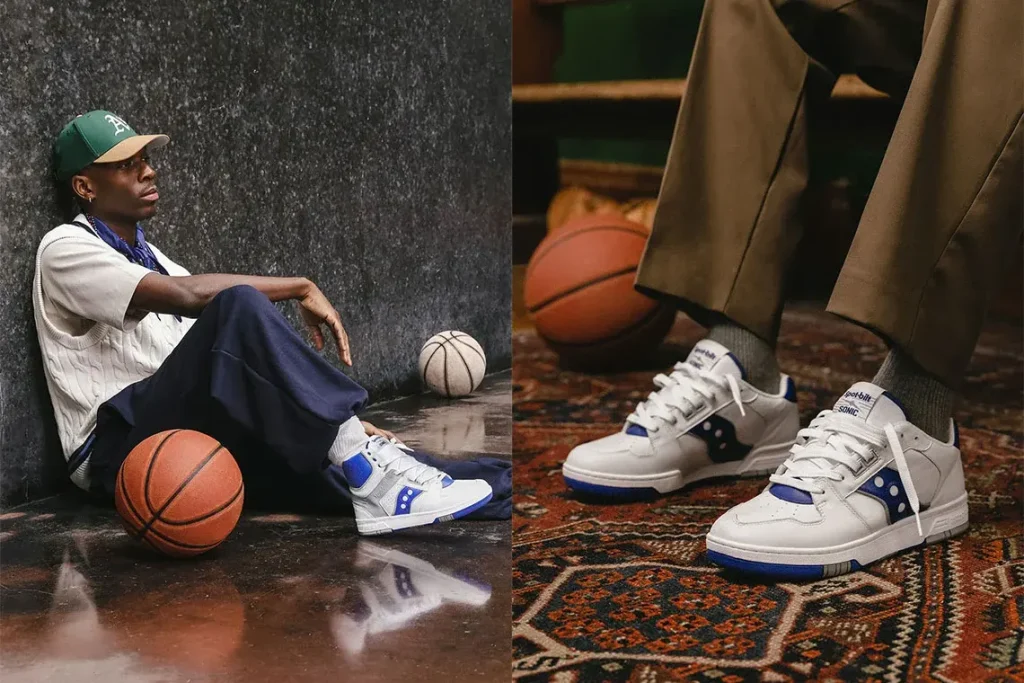 Revisiting the year 1987, Saucony releases the Spot-Bilt Sonic basketball shoe.